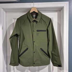 Topo Designs Jacket Mens Small Green Tech Breaker Stretch Nylon Softshell Hiking
